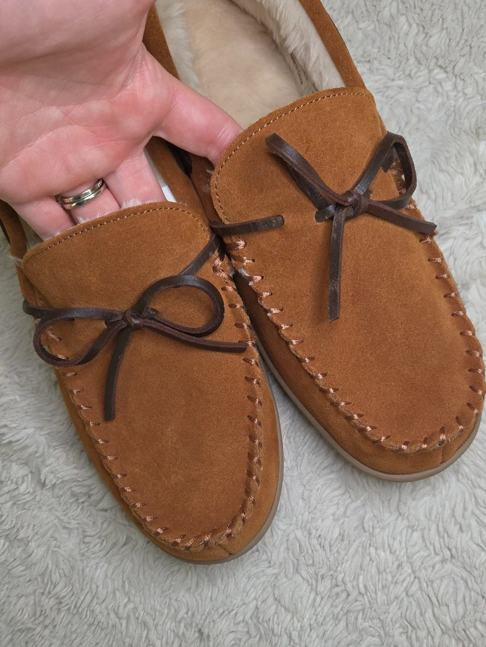 Men's J Crew Classic Suede Sherpa Lined House Shoes Sz 11